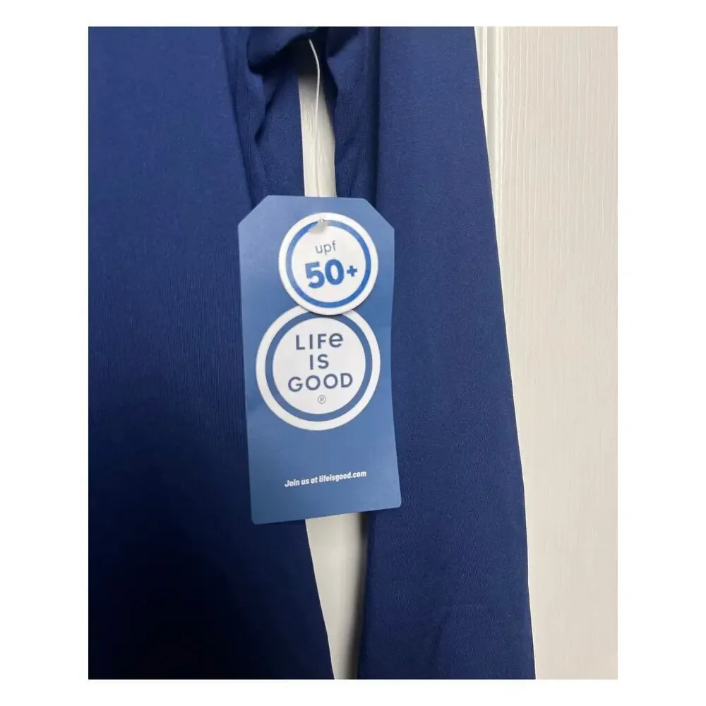 Life is Good Sun Shirt Kids Navy Long Sleeve Stretch UPF 50 Unisex Size XL